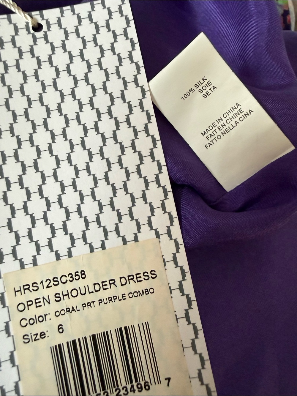 Halston Heritage Silk Dress NWT Sz 6 Purple Floral - Picture 6 of 6